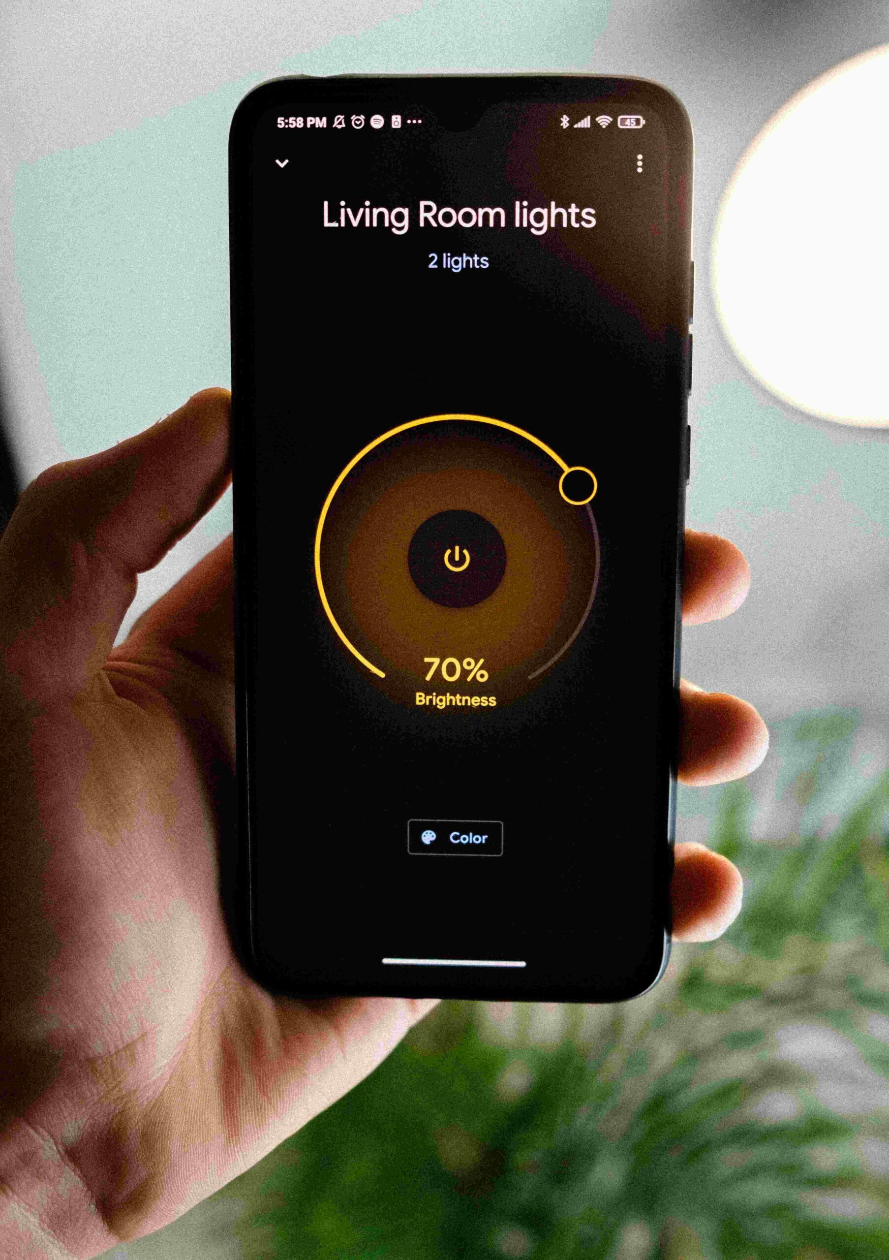 Smart home mobile application controlling connected lighting and automation
